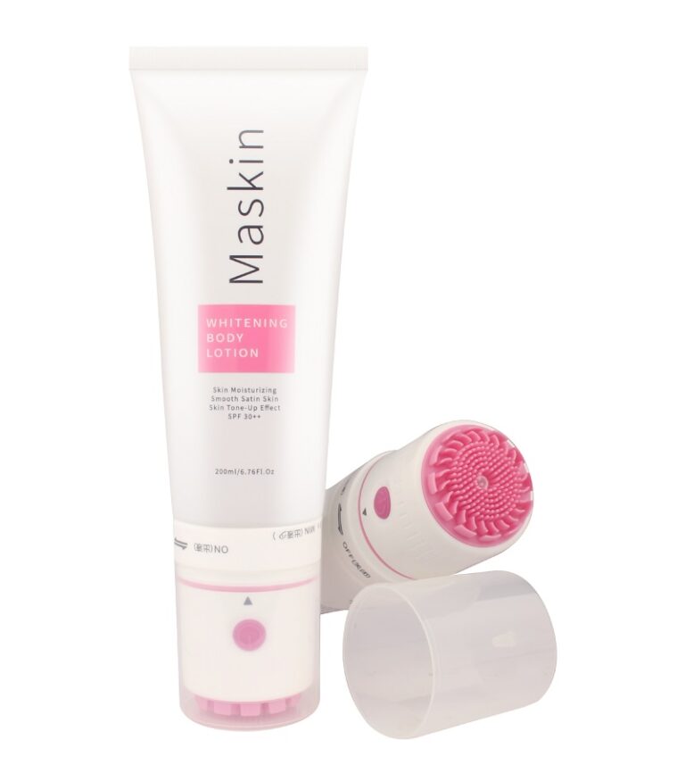Body lotion tube with silicone Massage Brush Cap